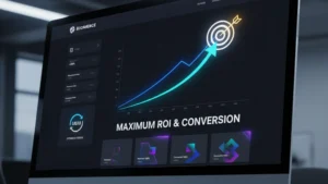 Graphique illustrant l'impact du design UX/UI sur l'amélioration du taux de conversion e-commerce et le retour sur investissement (ROI)